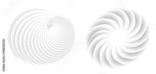 Abstract spiral tor design element on white background of twist lines. Vector Illustration eps 10 for icon beauty salon, for elegant business card, background event party flyer, sea team, ocean shell