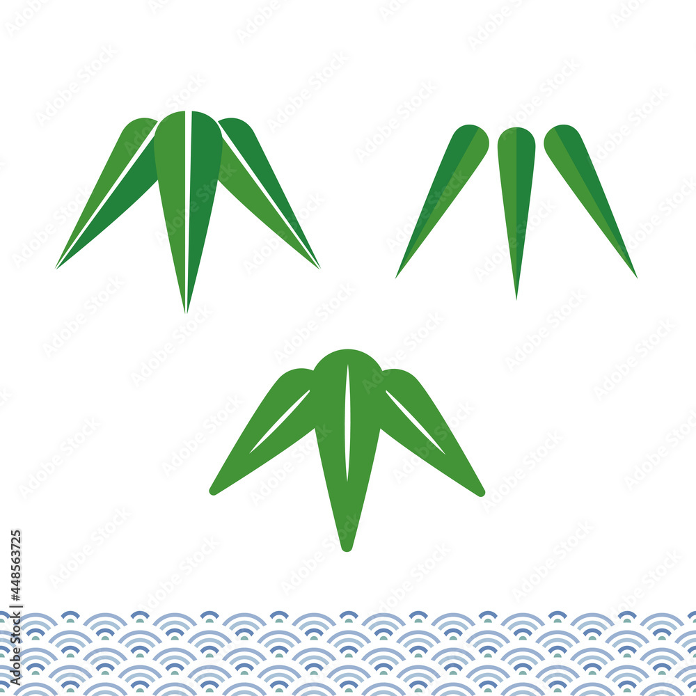 縁起がいい日本の新年の植物 笹の葉と和柄のカラーのベクターイラスト 年賀状に最適 Stock Vector Adobe Stock