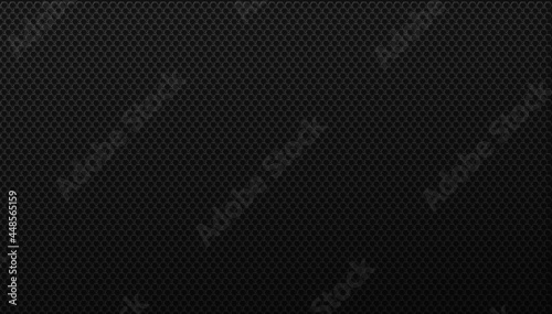 Black grid of swirling hexagons background