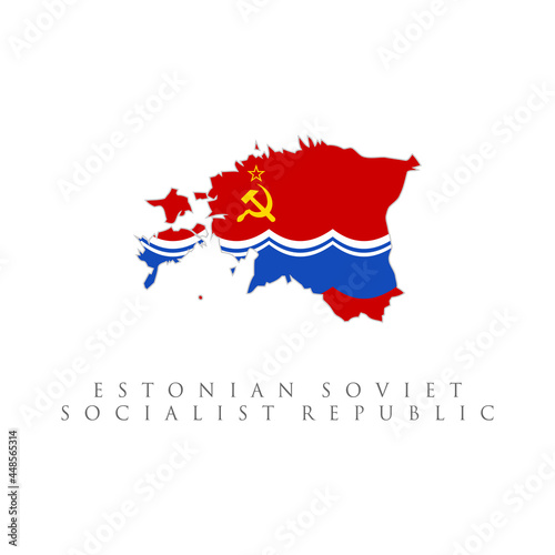 Estonian soviet socialist republic flag map. isolated on white background