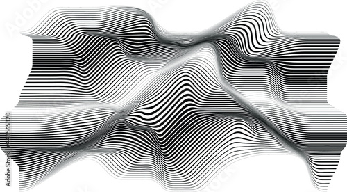 Abstract flow lines background . Fluid wavy shape .Striped linear pattern . Music sound wave . Vector illustration photo