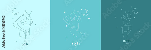 Continuous line drawing. Woman sitting back. Vector Illustration