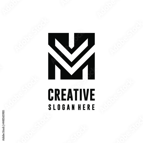Initial letter MW logo vector design template in square shape