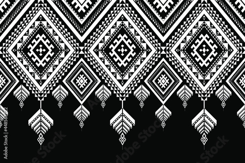 Geometric ethnic oriental seamless pattern traditional Design for background,carpet,wallpaper.clothing,wrapping,Batik fabric,Vector illustration.embroidery style - Sadu, sadou, sadow or sado