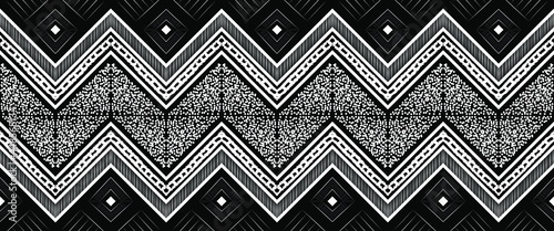 Geometric ethnic oriental seamless pattern traditional Design for background,carpet,wallpaper.clothing,wrapping,Batik fabric,Vector illustration.embroidery style - Sadu, sadou, sadow or sado