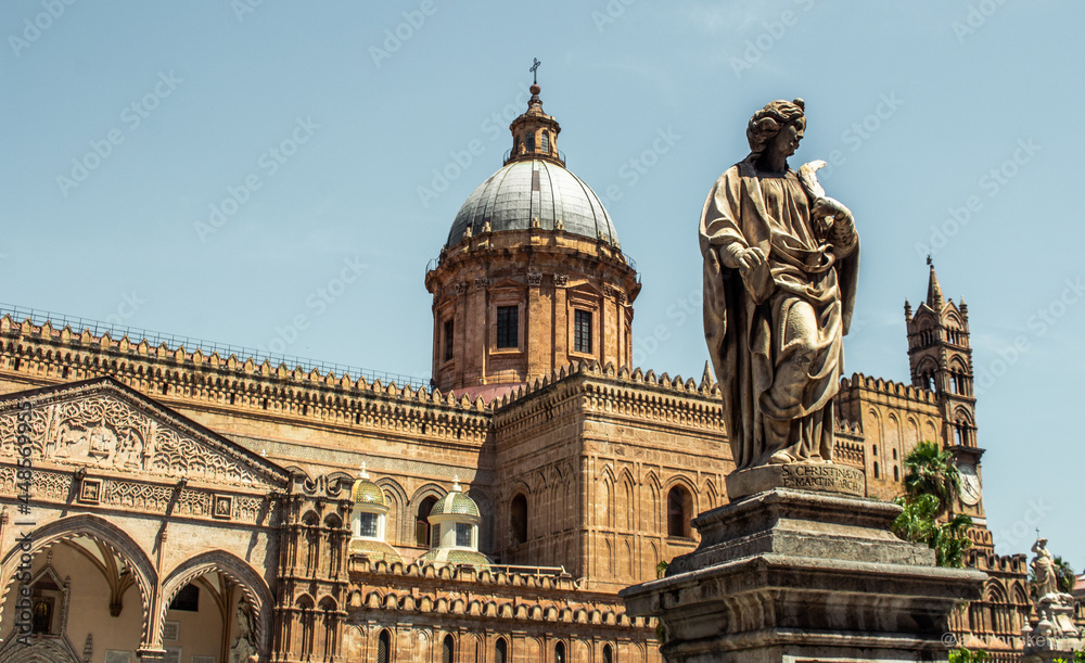 Palermo Cathedral with a statue