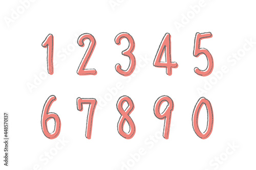 数字、見出し、ポイントのイラストセット（手描き風、ラフ塗り、赤色バージョン）