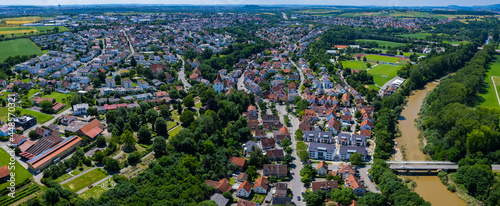 Aerial view around the city Freiberg am Neckar in Germany. On sunny day in spring.