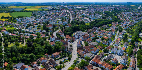 Aerial view around the city Freiberg am Neckar in Germany. On sunny day in spring.