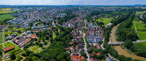 Aerial view around the city Freiberg am Neckar in Germany. On sunny day in spring. photo