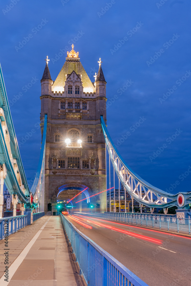 London skyline with Tower Bridge at twilight