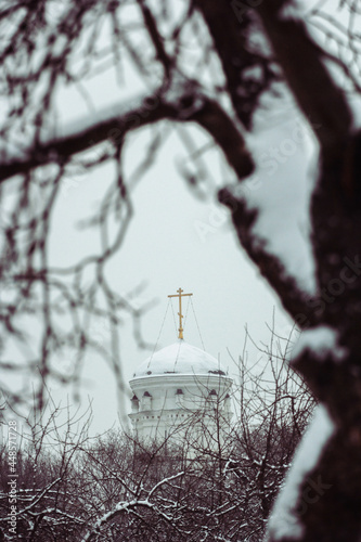 snow covered church