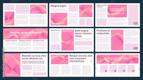 Business templates. Flyer and magazine pages media presentation layout backgrounds with titles and text garish vector business set