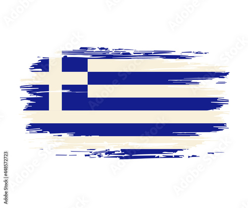 Greek flag brush grunge background. Vector illustration.