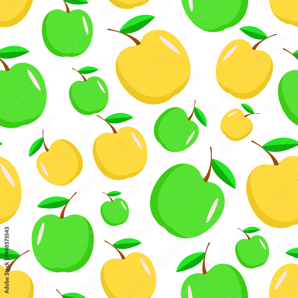Seamless pattern of green and yellow apples. Ripe apple harvest background. Seamless pattern of green and yellow apples. Ripe apple harvest background.