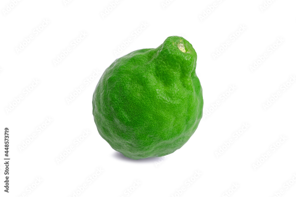 Fototapeta premium Citrus fresh green bergamot on a white background