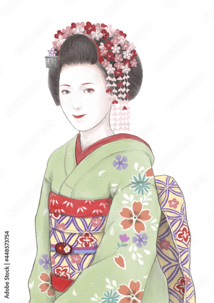 素材イラスト 舞妓さん 左向き 素材イラスト 舞妓さん 左向き