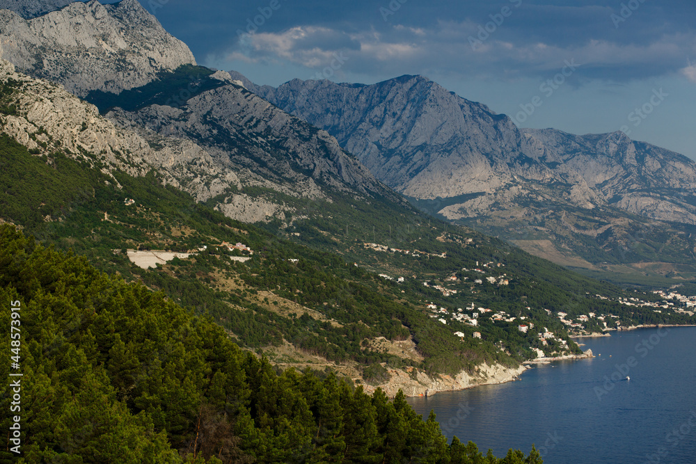 Croatian mountains, mountain road near the Adriatic sea