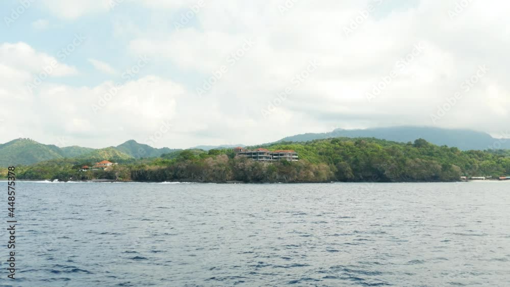 Static view on island from boat. High quality 4k footage Static view on island from boat. High quality 4k footage