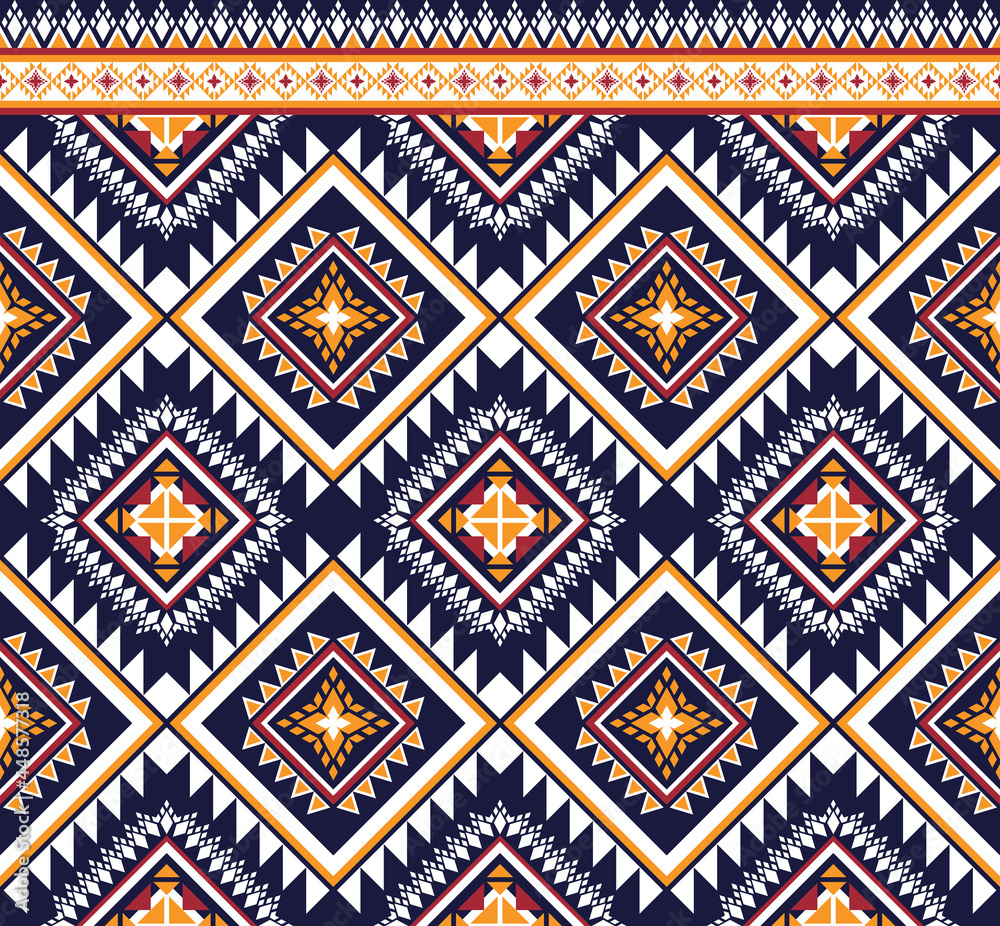 Ethnic fabric texture pattern Abstract Geometric Vector oriental illustration retro embroidery repeating 
