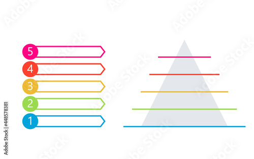 Blank 5 level pyramid template. Clipart image