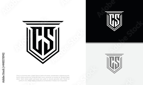 Initials CS logo design. Luxury shield letter logo design.