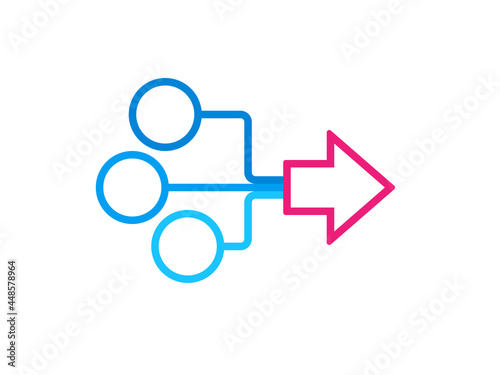 Three Arrow Merging icon. Clipart image isolated on white background