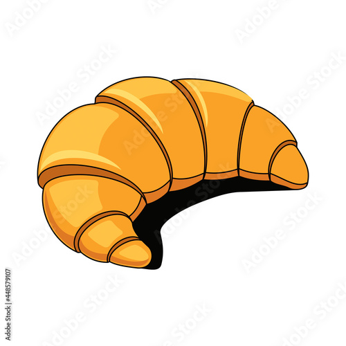 Croissant. Vector 3d sketch line isometric, color icon illustration, flat style. Creative design idea and elements for infographics and website.