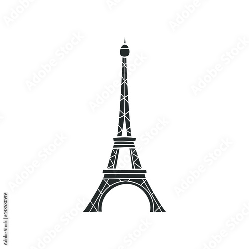 Eiffel Tower, Paris, France Icon Silhouette Illustration. Travel Monument Vector Graphic Pictogram Symbol Clip Art. Doodle Sketch Black Sign.