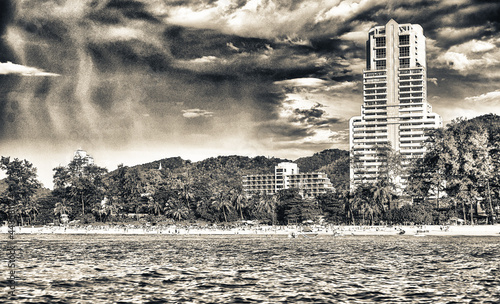 Panoramic view of Patong Beach in Phuket, Thailand