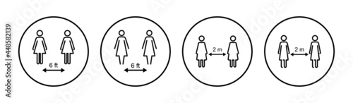 Social distancing icon set. social distance icon. self quarantine sign