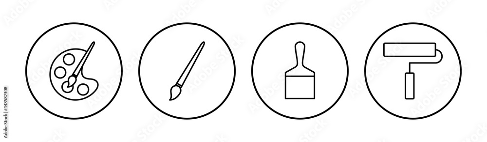 Paint icon set. paint brush icon vector. paint roller icon vector