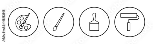 Paint icon set. paint brush icon vector. paint roller icon vector