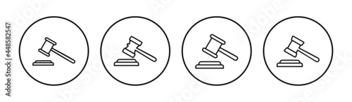 Gavel icon set. judge gavel icon vector. law icon vector. auction hammer