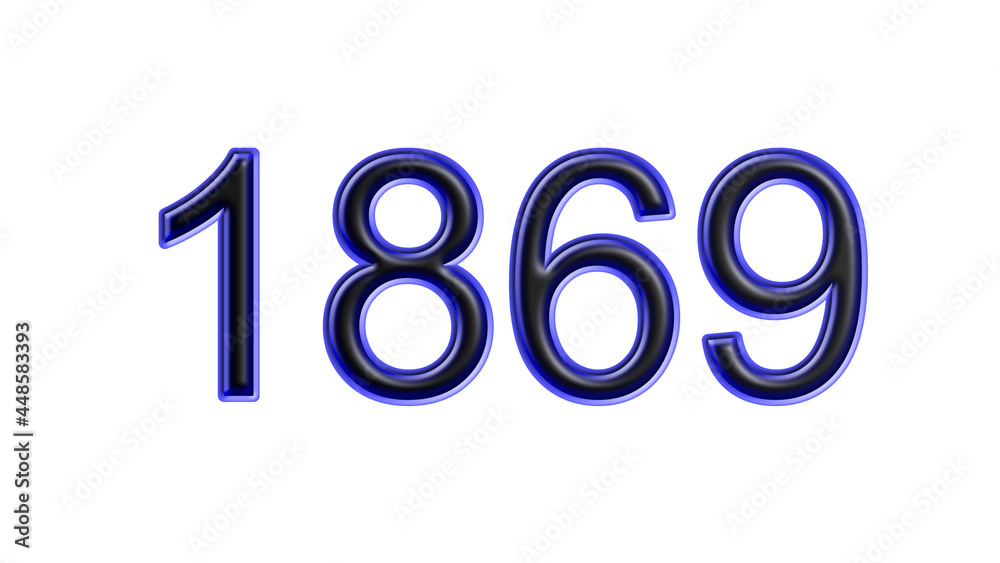 blue 1869 number 3d effect white background blue 1869 number 3d effect white background