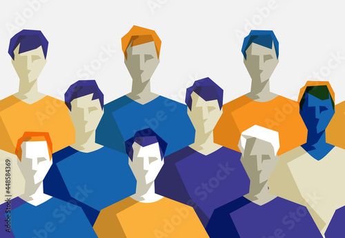 Gruppo di giovani uomini che portano vestiti colorati photo