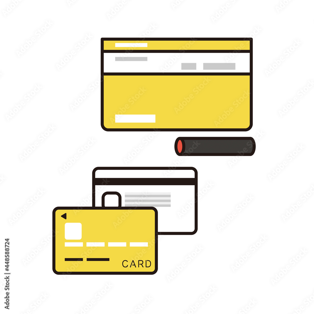シンプル イラスト 通帳とキャッシュカードとはんこのベクターイラスト Stock Vector Adobe Stock