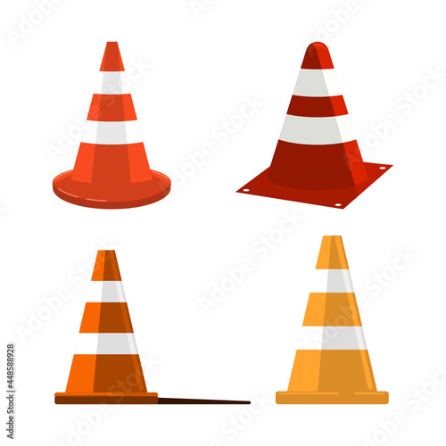 Vector illustration of a traffic cone with two stripes of different types and colors.