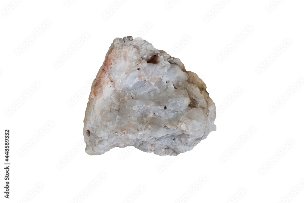 Big quartz rock stone isolated on white background.