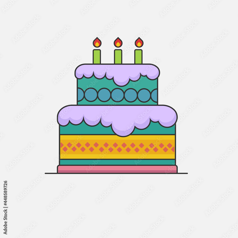Birthday cake flat. Birthday cake on gray background. Vector illustration
Birthday cake flat. Birthday cake on gray background. Vector illustration