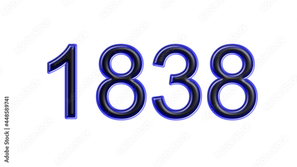 blue 1838 number 3d effect white background blue 1838 number 3d effect white background