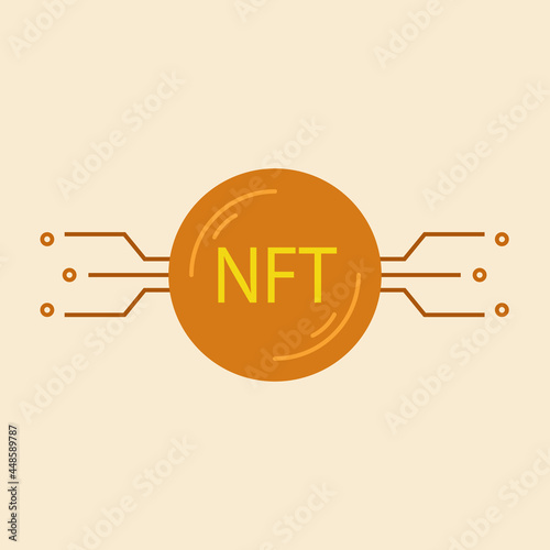 Concept of NFT. Non-fungible token based on blockchain technology. Vector illustration.