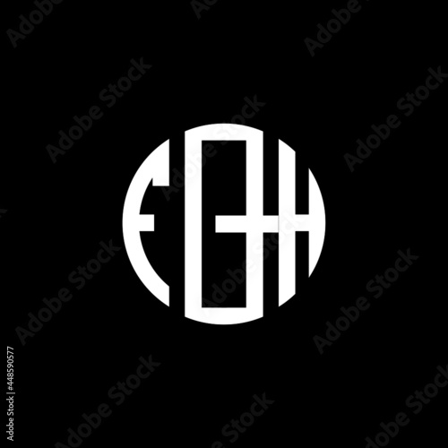 FQH letter logo design. FQH letter in circle shape. FQH Creative three letter logo. Logo with three letters. FQH circle logo. FQH letter vector design logo  photo