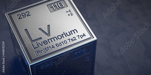 Livermorium. Element 116 of the periodic table of chemical elements. photo