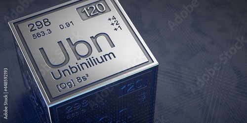 Unbinilium. Element 120 of the periodic table of chemical elements.  photo