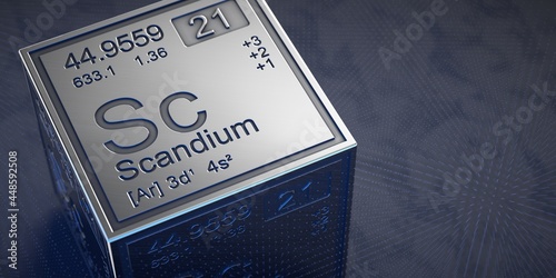 Scandium. Element 21 of the periodic table of chemical elements. 