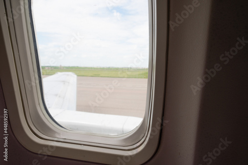 View of the window from inside the aircraft 