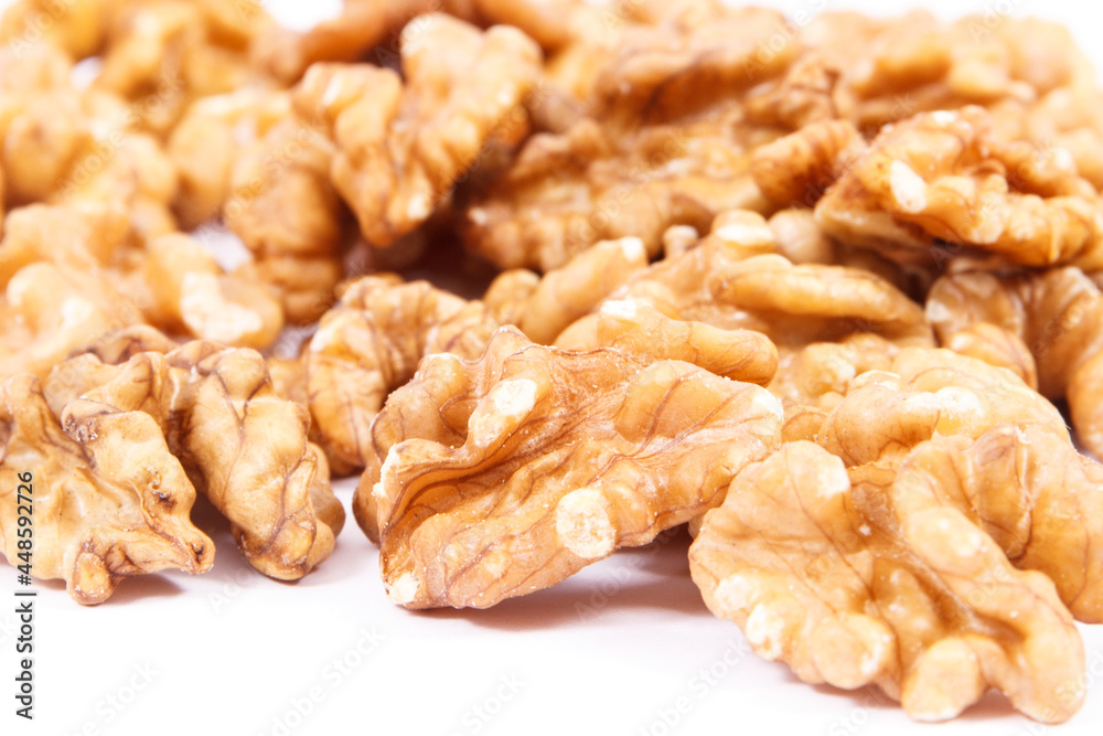 Healthy walnuts containing iron, omega 3 acids, dietary fiber and minerals, nutritious eating