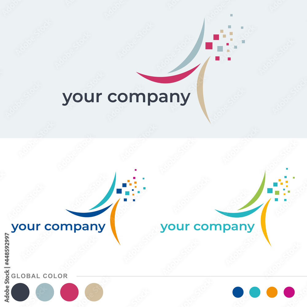 Logotype pour une compagnie avec un logotype symbolisant le mouvement et le digital