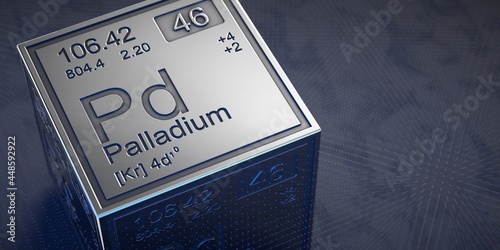 Palladium. Element 46 of the periodic table of chemical elements.  photo